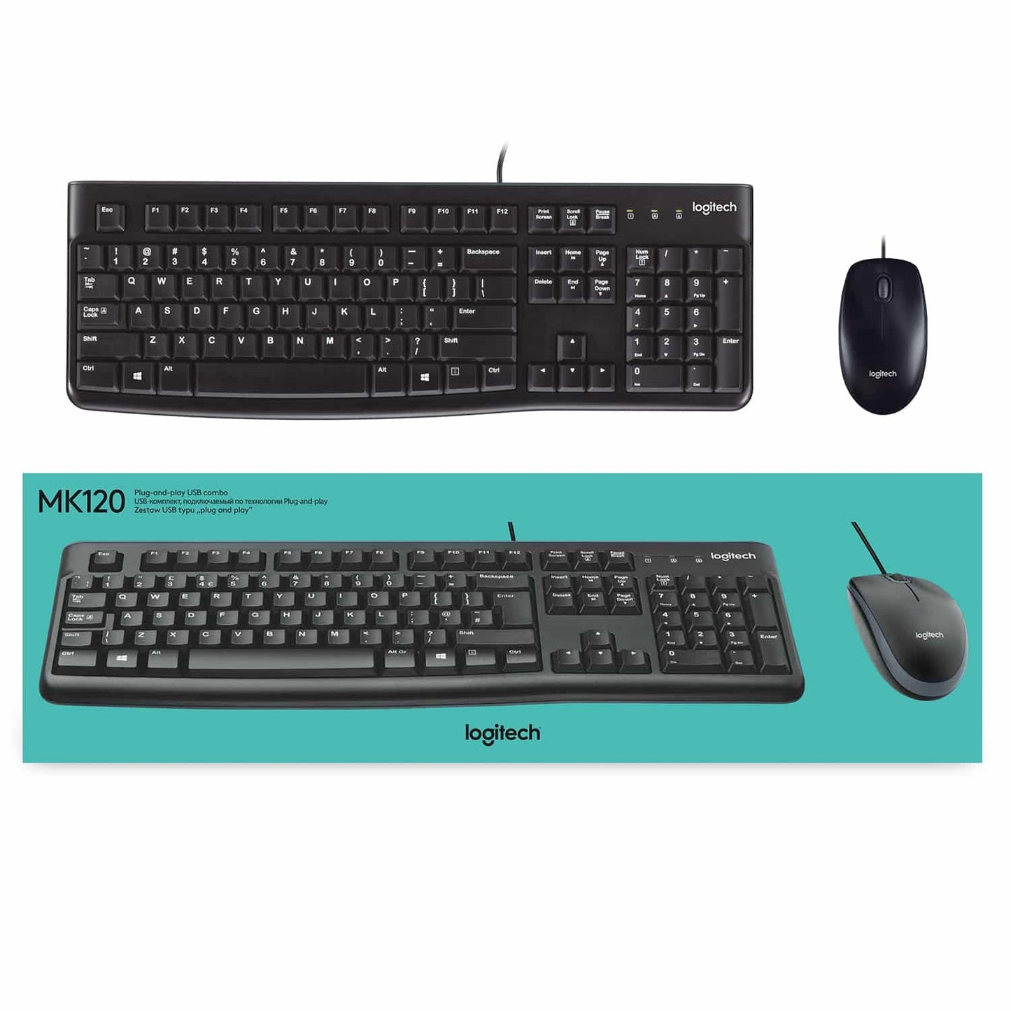 Combo Teclado y Mouse Logitech MK120 Alámbrico
